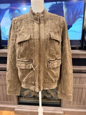 Marrakech Olive Brown Zip-Up Utility Jacket